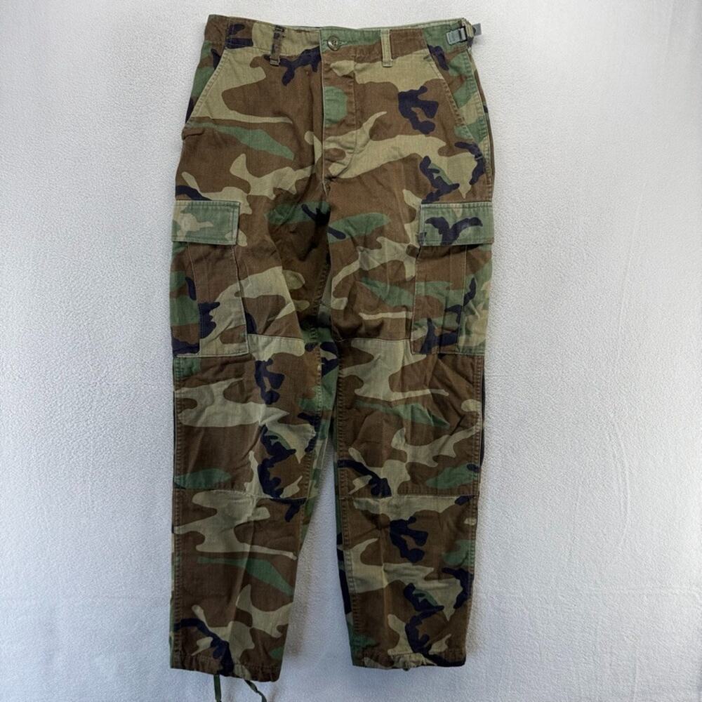 Vintage Military pants Men's Small Short Green Camo Woodland Combat Cargo Work